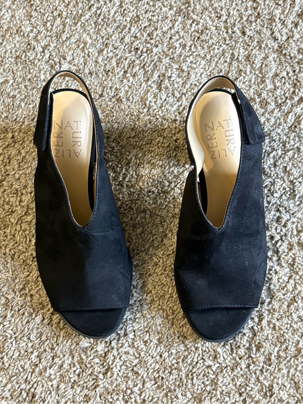 Naturalizer Black Suede Open-Toe Slingback Mules